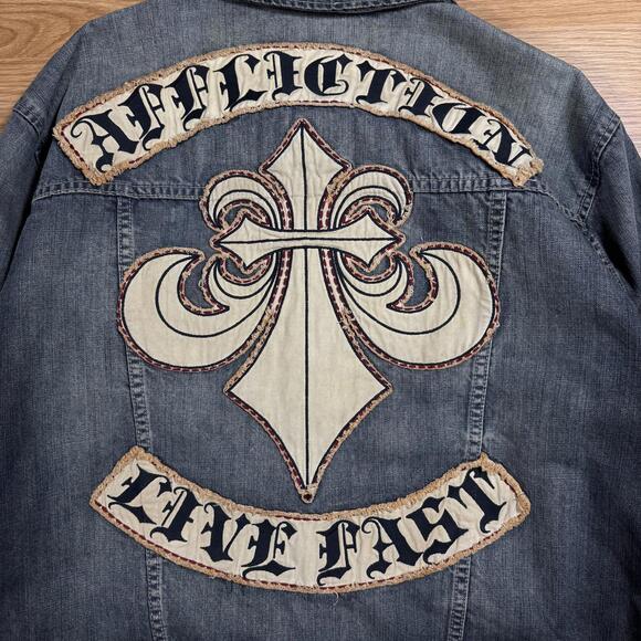 Affliction Denim Jacket Fleur Filigree Mens XL - Picture 6 of 6